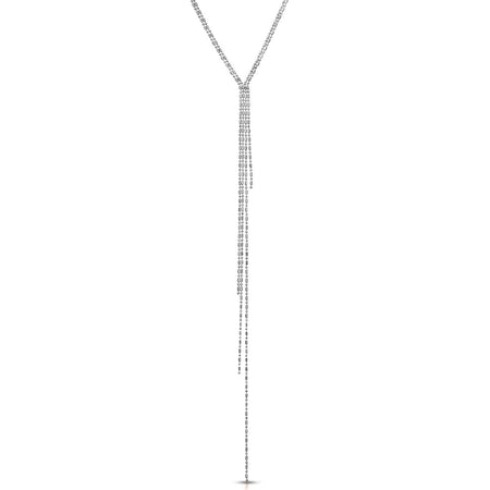 Sparkle Lariat Rhodium Necklace-Lariat