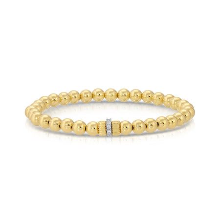 14K Gold Filled Stretch Ball Bracelet with Gold Filled Rondell and Pave Finding bracelet