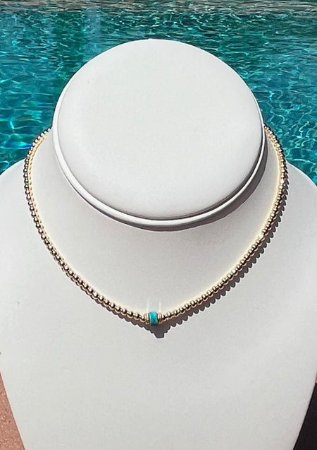 Chloe 14K Gold Fill Beaded with Turquoise Necklace