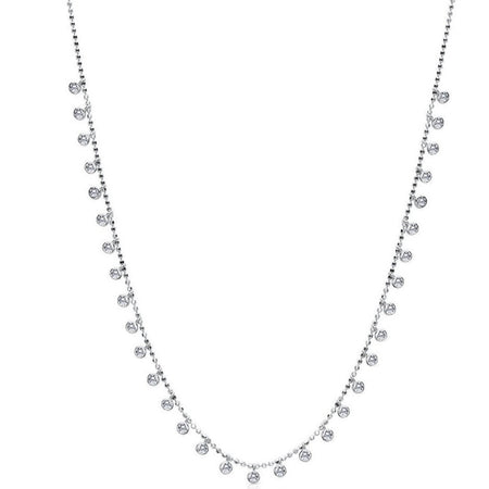 Classic Sterling Silver Necklace with Bezel Set Stones necklace