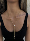 14K Gold Pave Lariat necklace-lariat