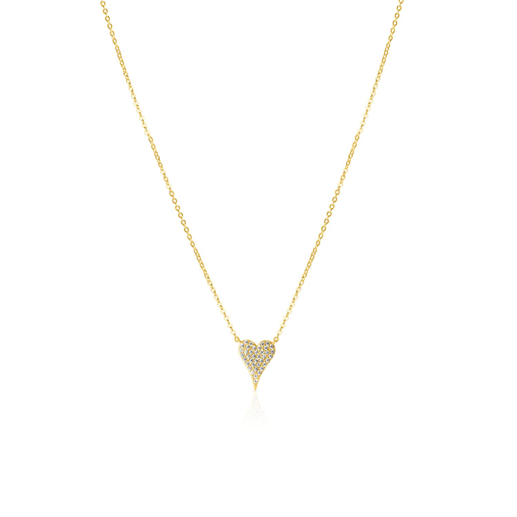 Medium CZ Heart necklace-short