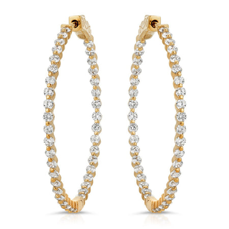 Round CZ Hoops Gold Earrings
