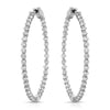 Round CZ Hoops Rhodium Earrings