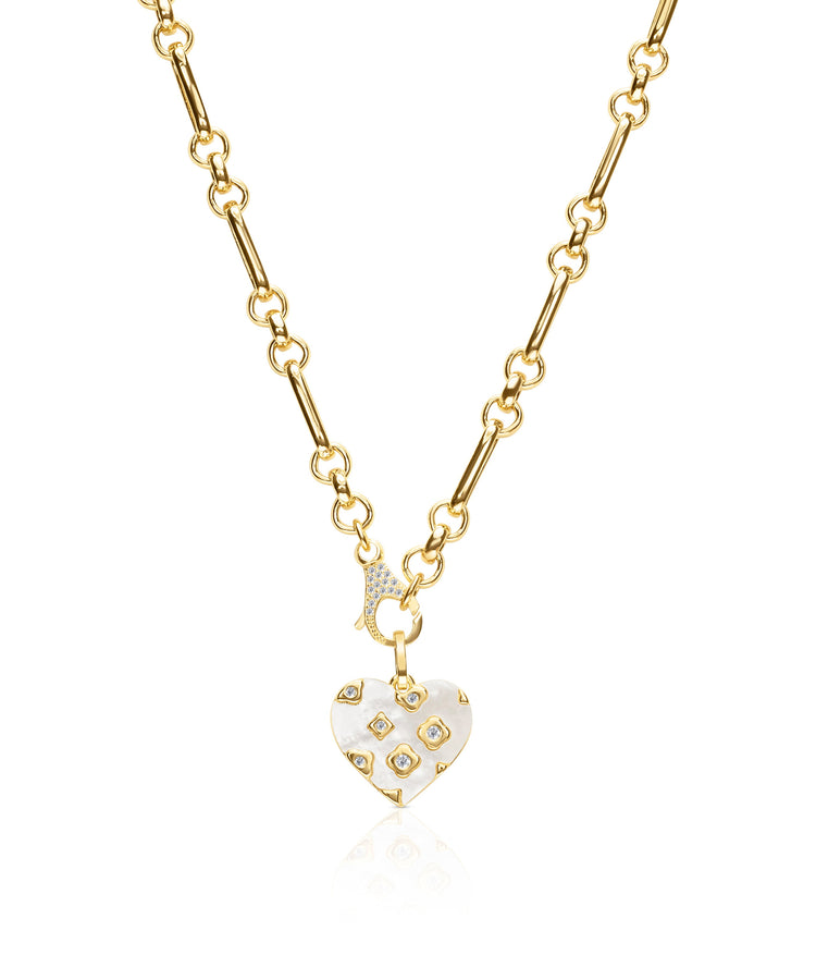 Radiance: Mother of Pearl Heart Charm Necklace necklace