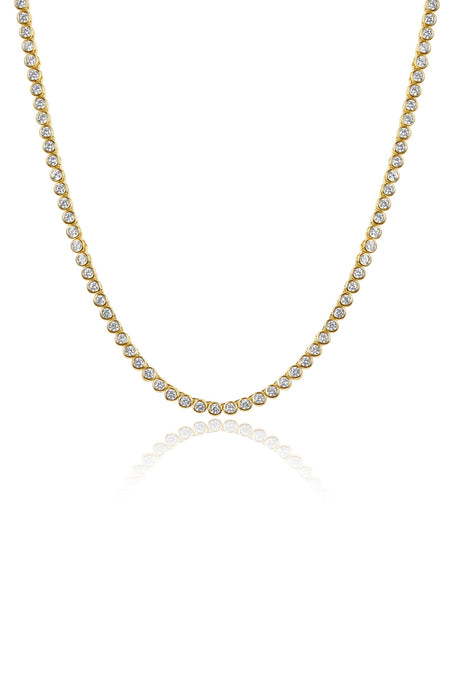 Rhodium Plated Sparkling CZ Bezel Necklace