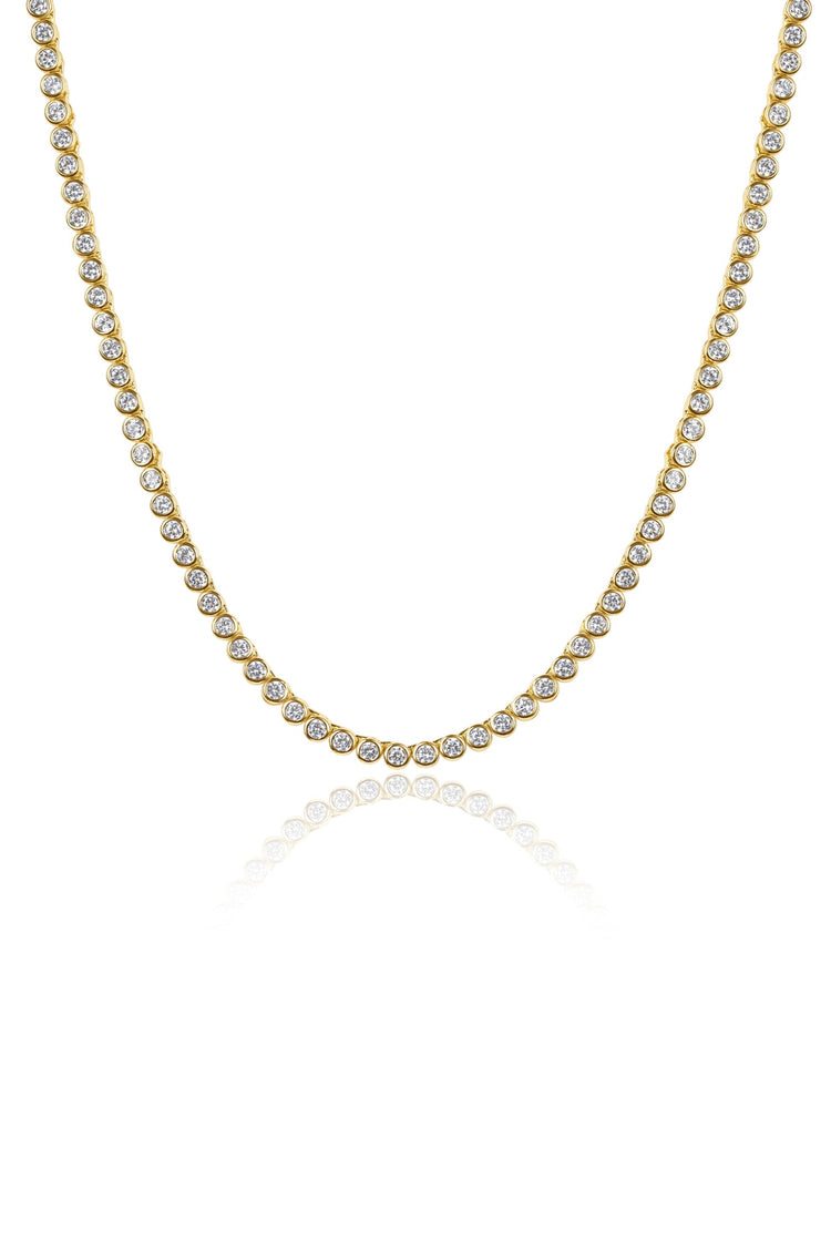 Rhodium Plated Sparkling CZ Bezel Necklace