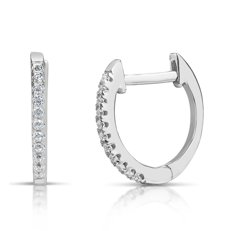 Small Brilliant Hoops Rhodium Earrings-Hoops
