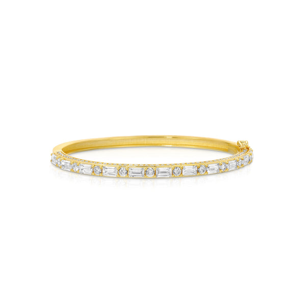 14K Solid Gold Baguette good Cz Bangle Bracelet , Adjustable Bangle , Gift for Wife , Dainty Baguette Bracelet , Silver Baguette Cz Bracelet