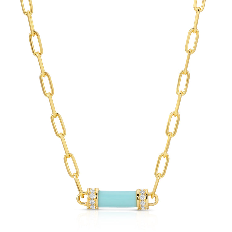 Sterling Silver 14k Gold Plated Necklace with Genuine Turquoise Gemstone