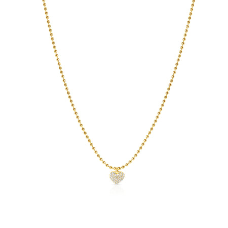 Sweet Love: Ball Chain Pave Heart Necklace necklace-short