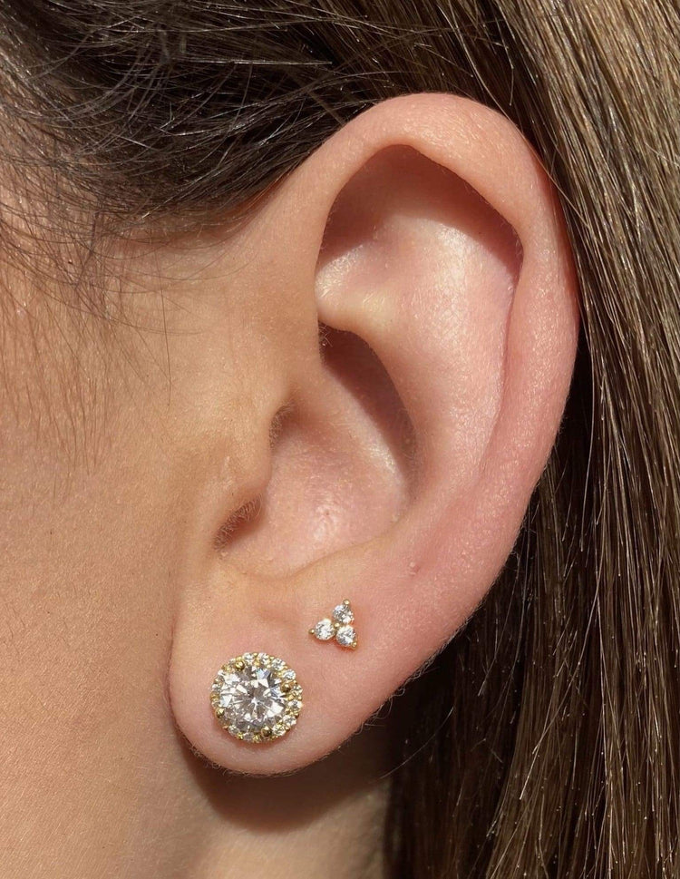 1 ct Micropave Halo Studs 14k Gold earrings-studs