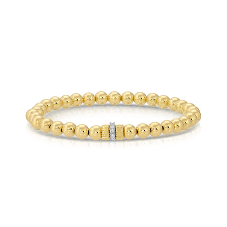 14K Gold Filled Stretch Ball Bracelet with Gold Filled Rondell and Pave Finding bracelet