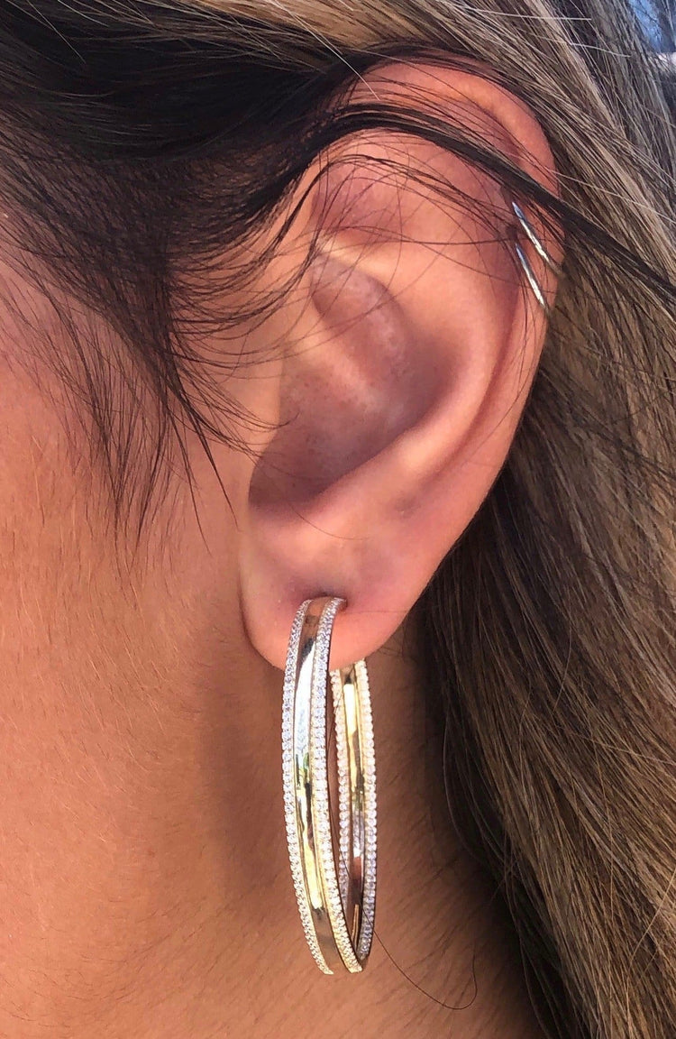 14k Gold Plated Fine CZ Hoops earrings-hoops