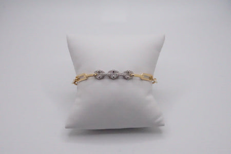 14K Gold Plated Link Bracelet with Three Pave Stone Findings bracelet