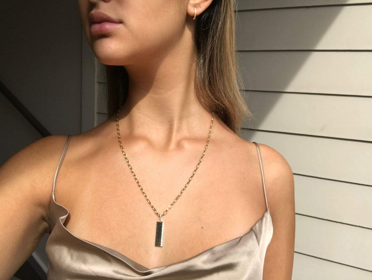 14k Gold Charm Bar Necklace necklace-short