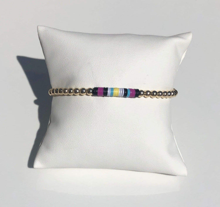 4mm Gold Fill Multicolor Heishi African Bead Bracelet bracelet-bangle