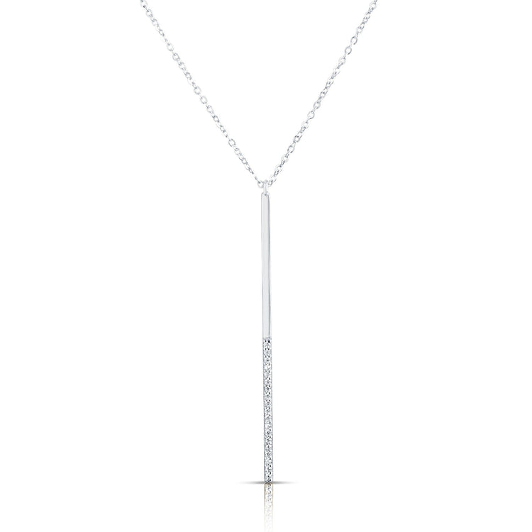 50-50 Bar Necklace Rhodium Necklace-Short