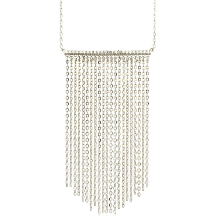 Bella Curtain Necklace Rhodium necklace-long