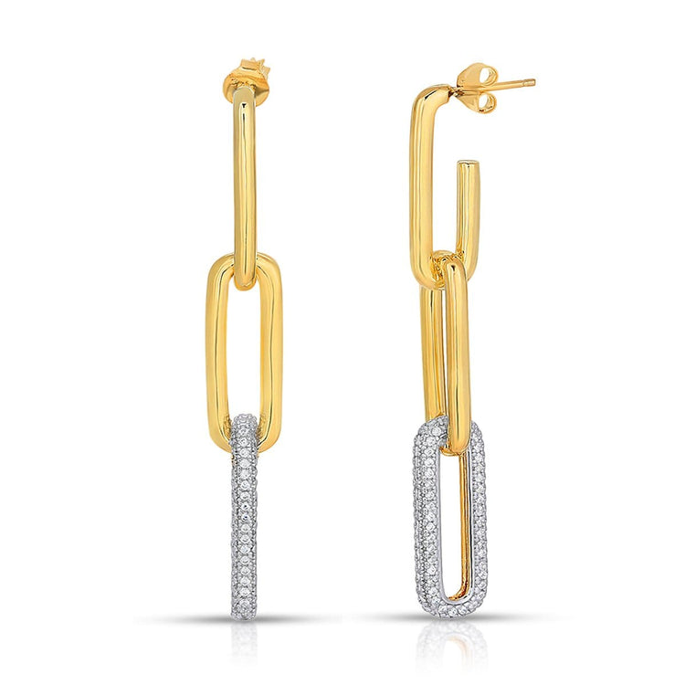 CZ Chain Link Post Earrings earrings-long