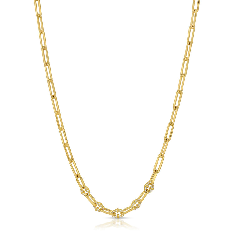 Gold Fill Link Chain with Sterling Silver 14K Gold Plated Micro Pave Stone Findings Necklace necklace