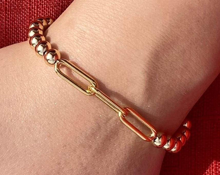 Gold Filled Bead Chain Link Bracelet bracelet-adjustable