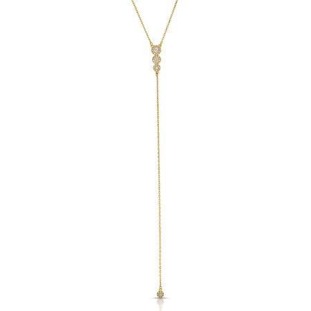 High Shine CZ Circle Lariat Gold necklace-lariat