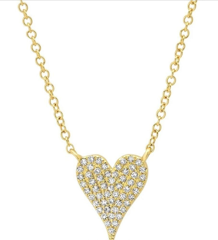 Medium CZ Heart necklace-short