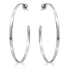 Medium High Shine Hoops Rhodium Earrings-Hoops