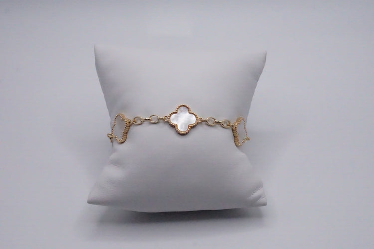 Mother of Pearl Clovers Gold Plated Bracelet bracelet