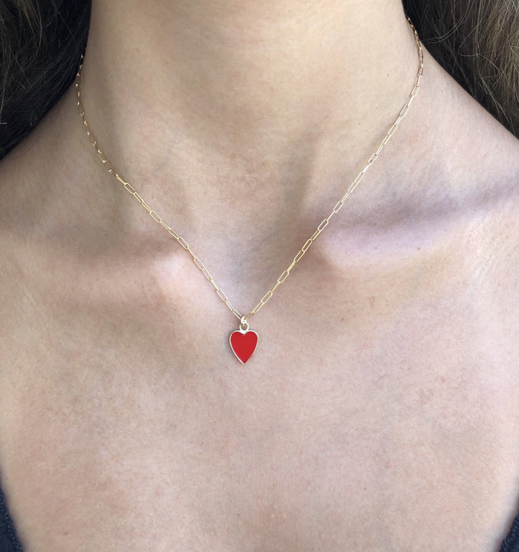 Red Enamel Heart Necklace necklace-short