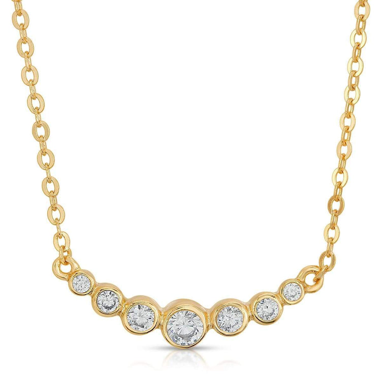 CZ Curve Bar Necklace Gold necklace-short