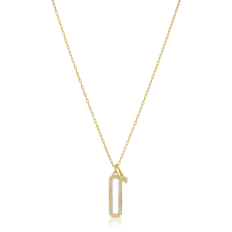Sterling Silver 14K Gold Plated Rock Crystal Long Necklace necklace