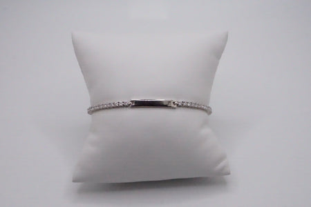 Sterling Silver Rhodium Plated Fine CZ Bar Bracelet