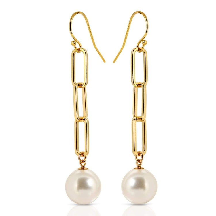 Triple Link Pearl Earrings Earrings